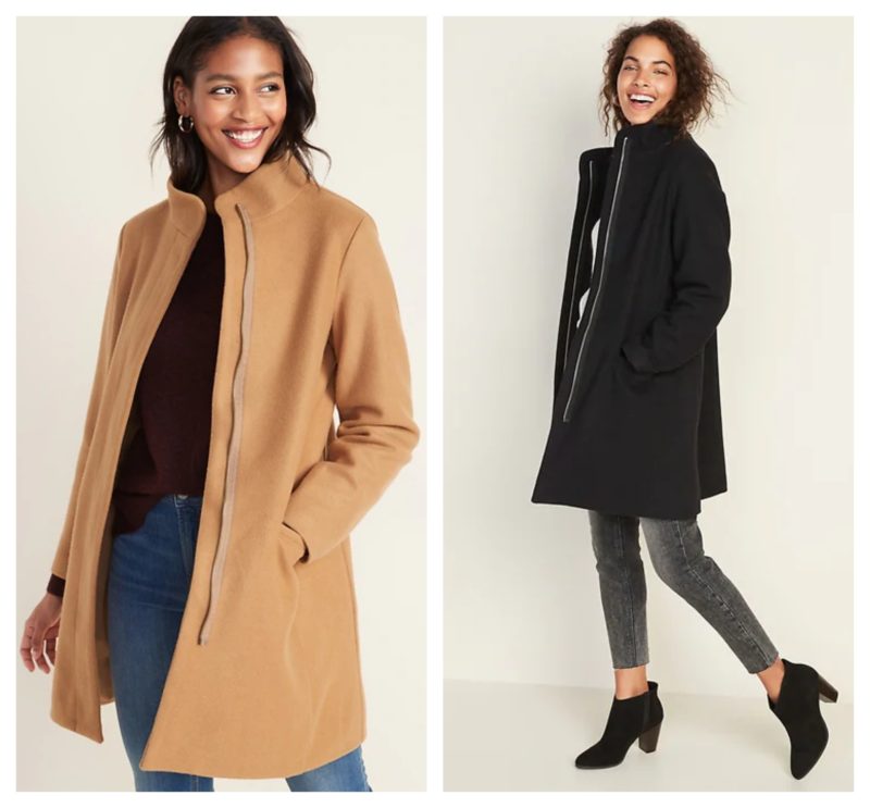womens navy funnel neck coat